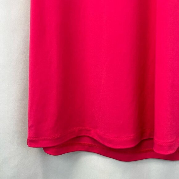 Susan Graver Womens Blouse Fuchsia Cap Sleeve Flutter V Neck Stretch Lace Trim M - Picture 7 of 10